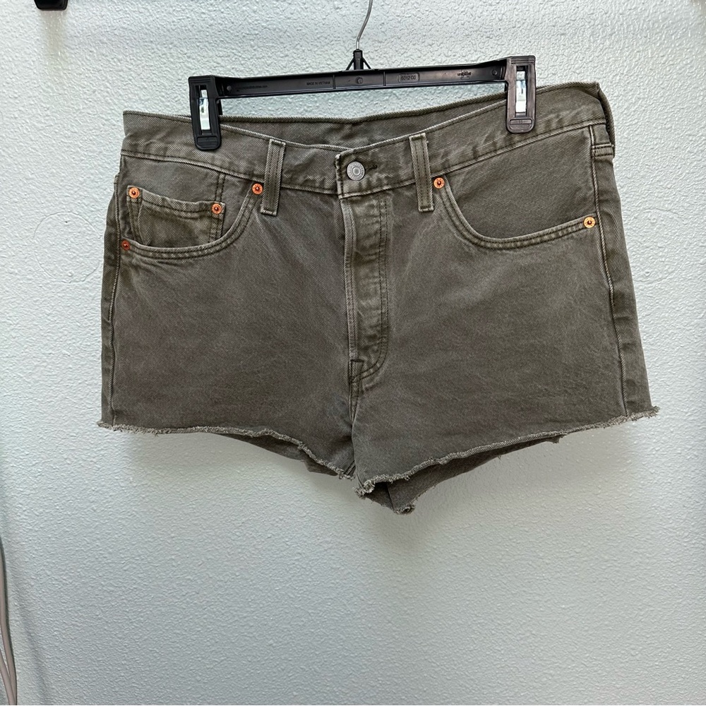 Levi's Olive Green Jean Shorts High-Rise Size 33